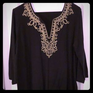 Gold Filigree Trimmed Black Tunic